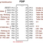 Pinbelegung des ATMega8 für die Handsteuerbox